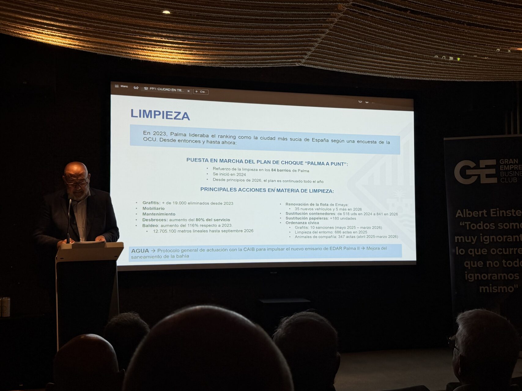 Diapositiva sobre el plan de limpieza Palma a Punt